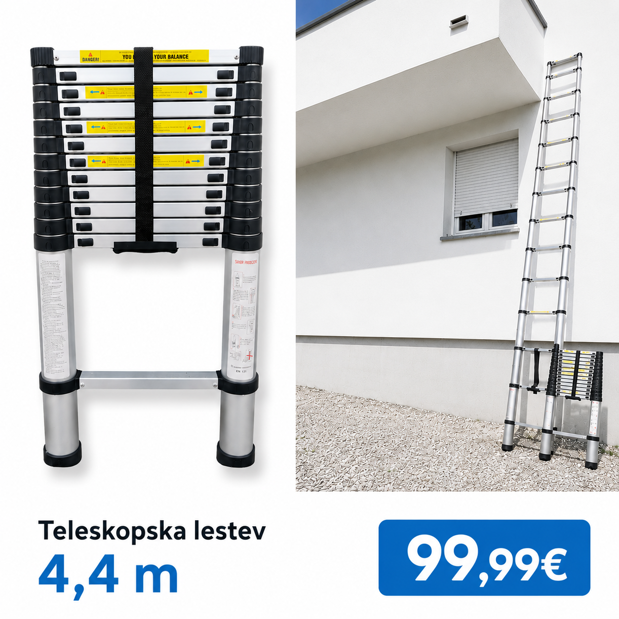 Aluminijasta teleskopska lestev