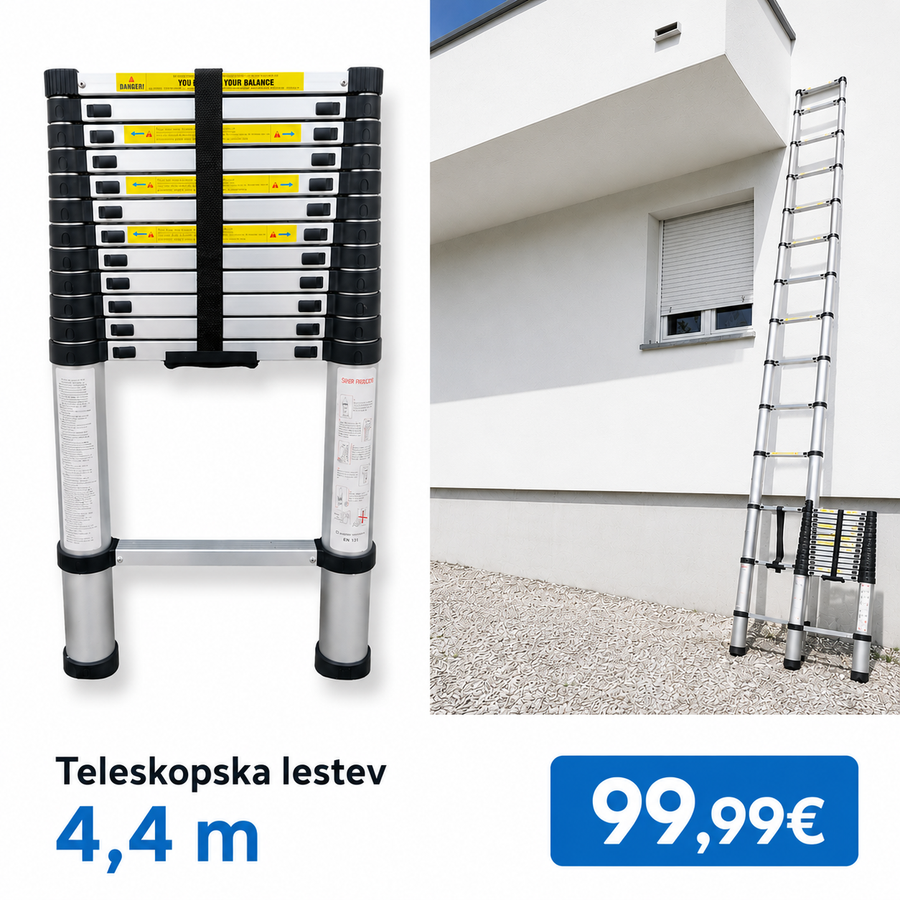 Aluminijasta teleskopska lestev