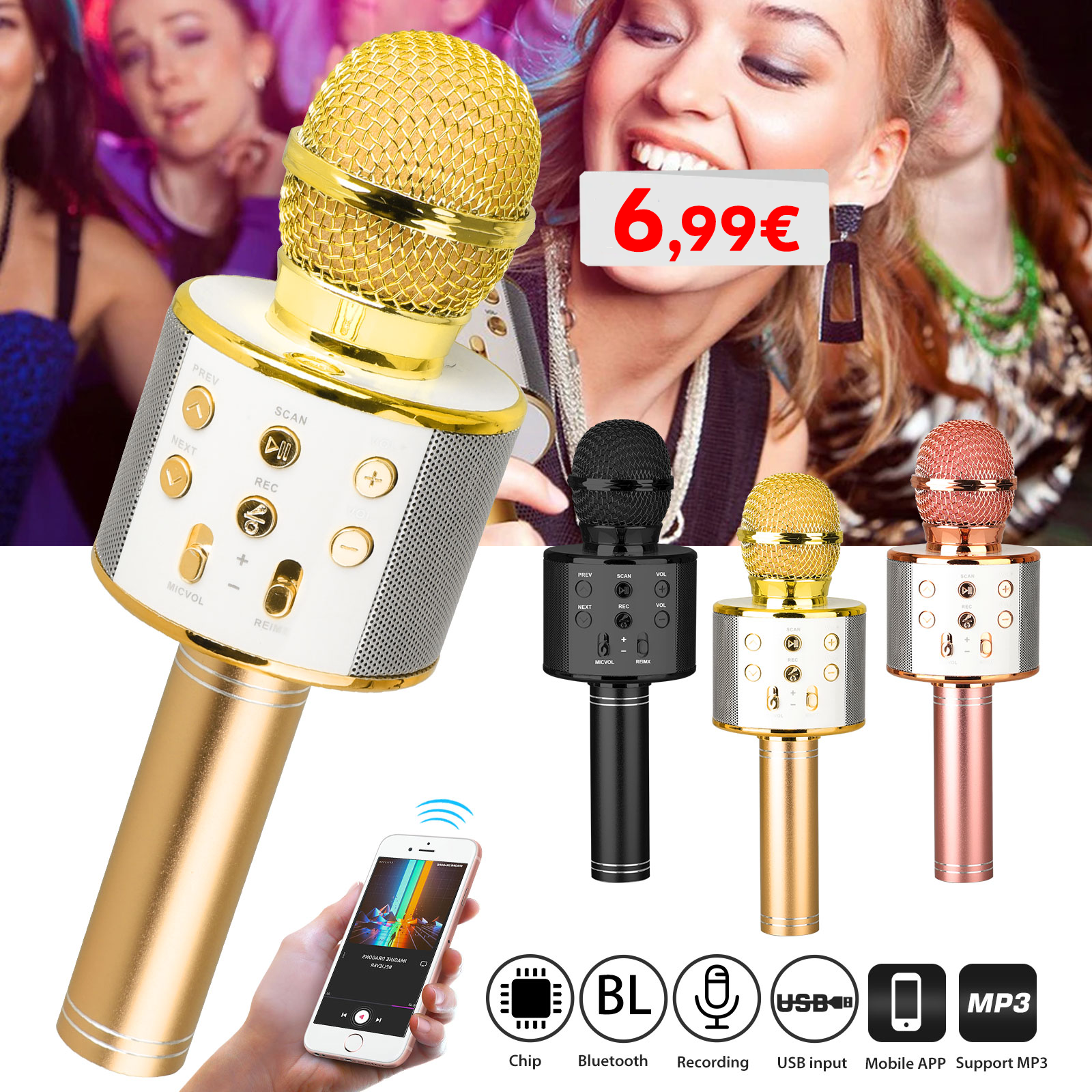 Karaoke mikrofon z bluetooth