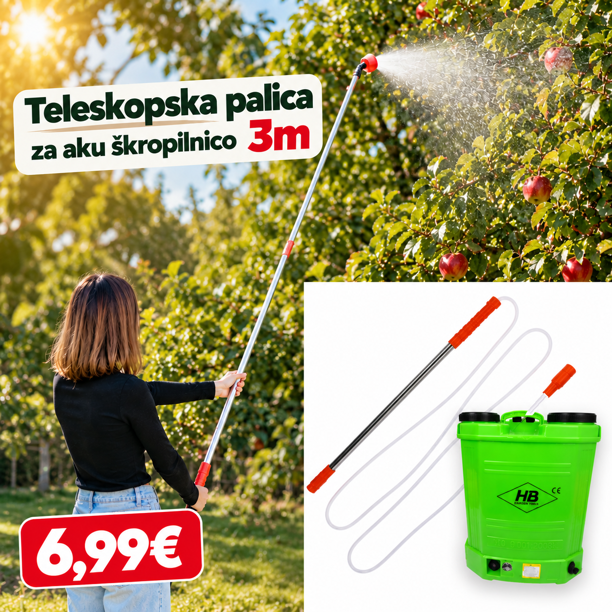Teleskopska palica 3m za aku škropilnico